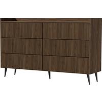 KOMMODE Arysa in Braun Walnuss Holzoptik 92/150/41 cm - Walnussfarben, Holzwerkstoff/Metall (150/92/41cm) - WFL GROUP