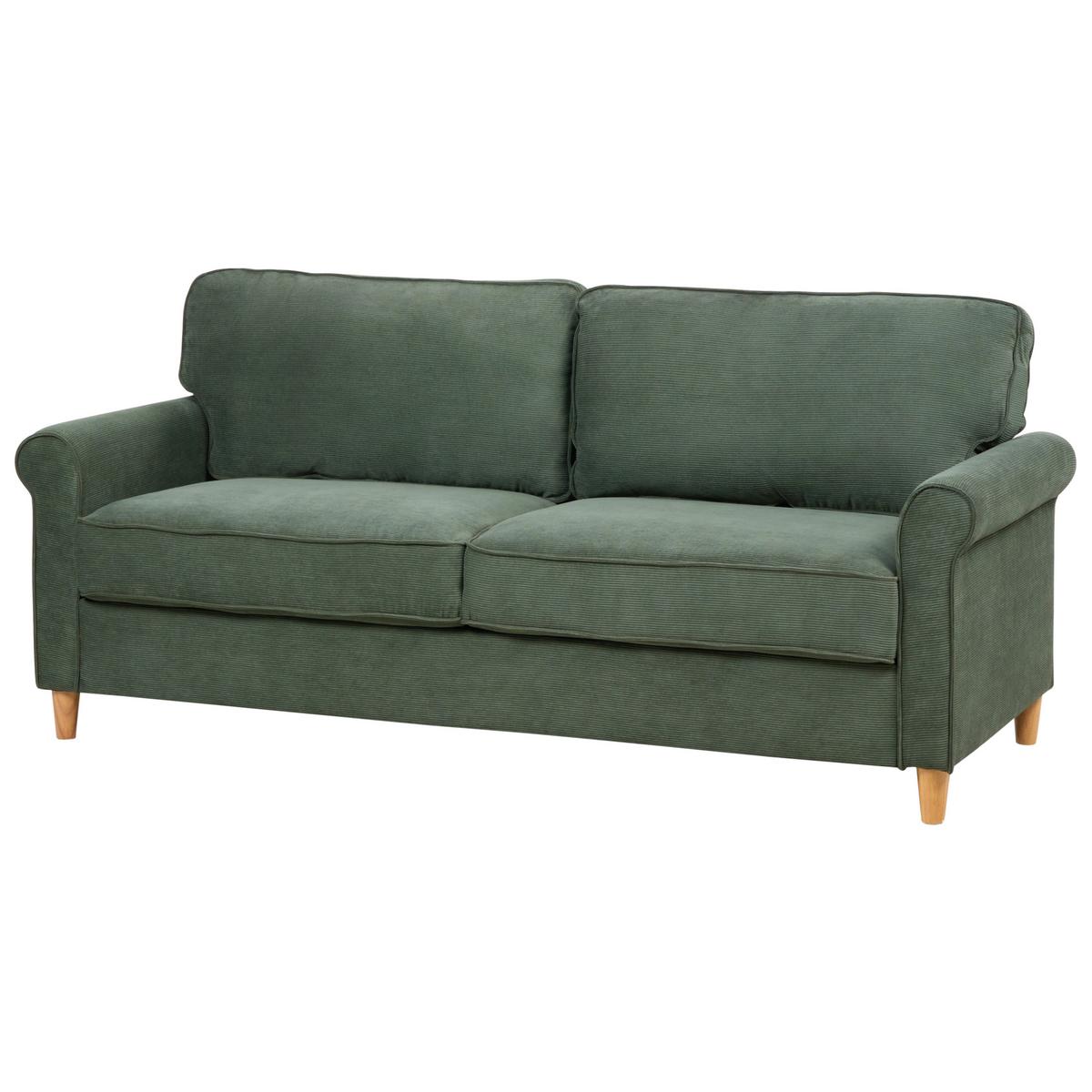 3-SITZER-SOFA Cord dunkelgrün Ronneby - Hellbraun/Grün, Textil (190/88/78cm) - Beliani