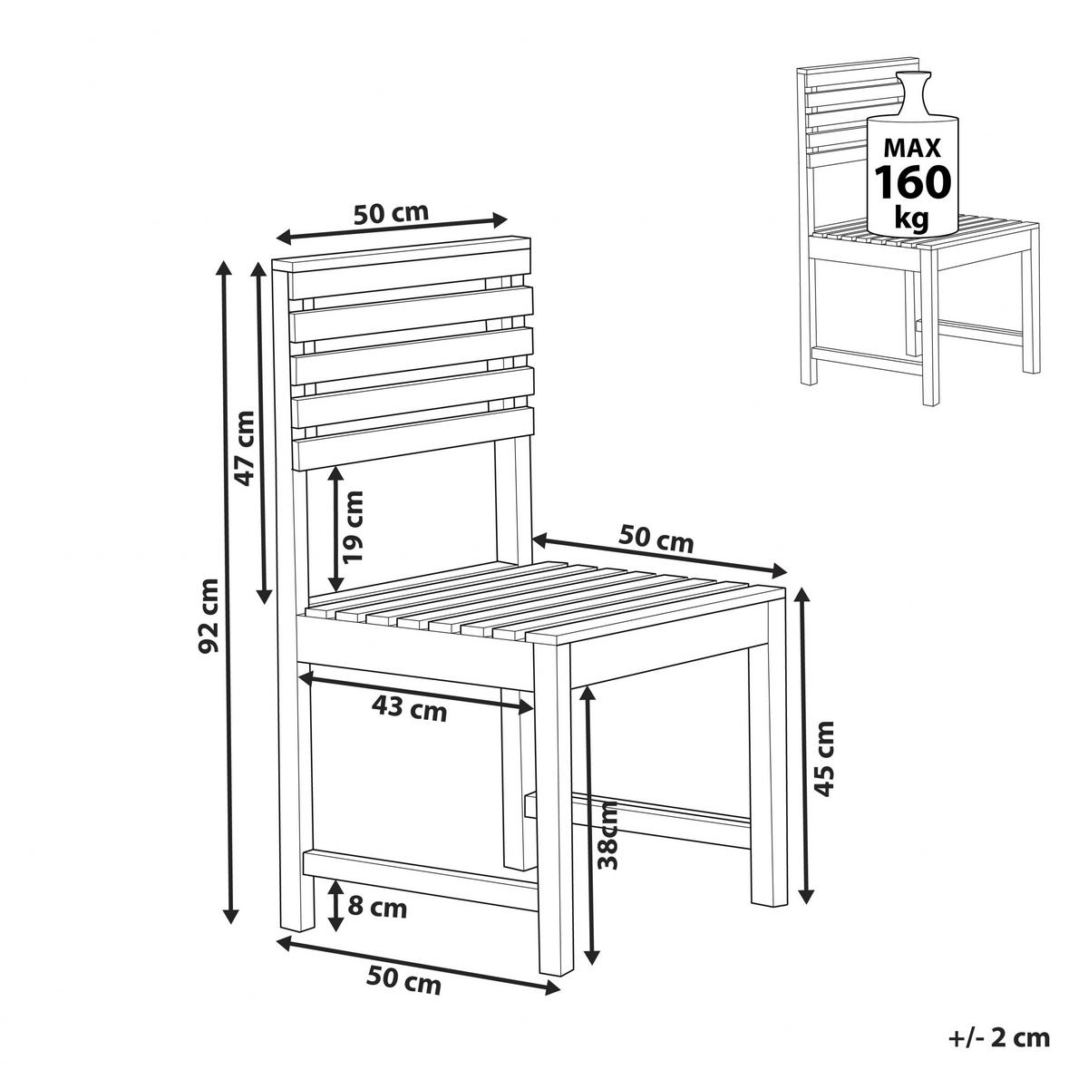 MITTELSTÜCK für Sitzgruppe Treia Akazienholz hellbraun - Hellbraun, Holz (50/92/50cm) - Beliani
