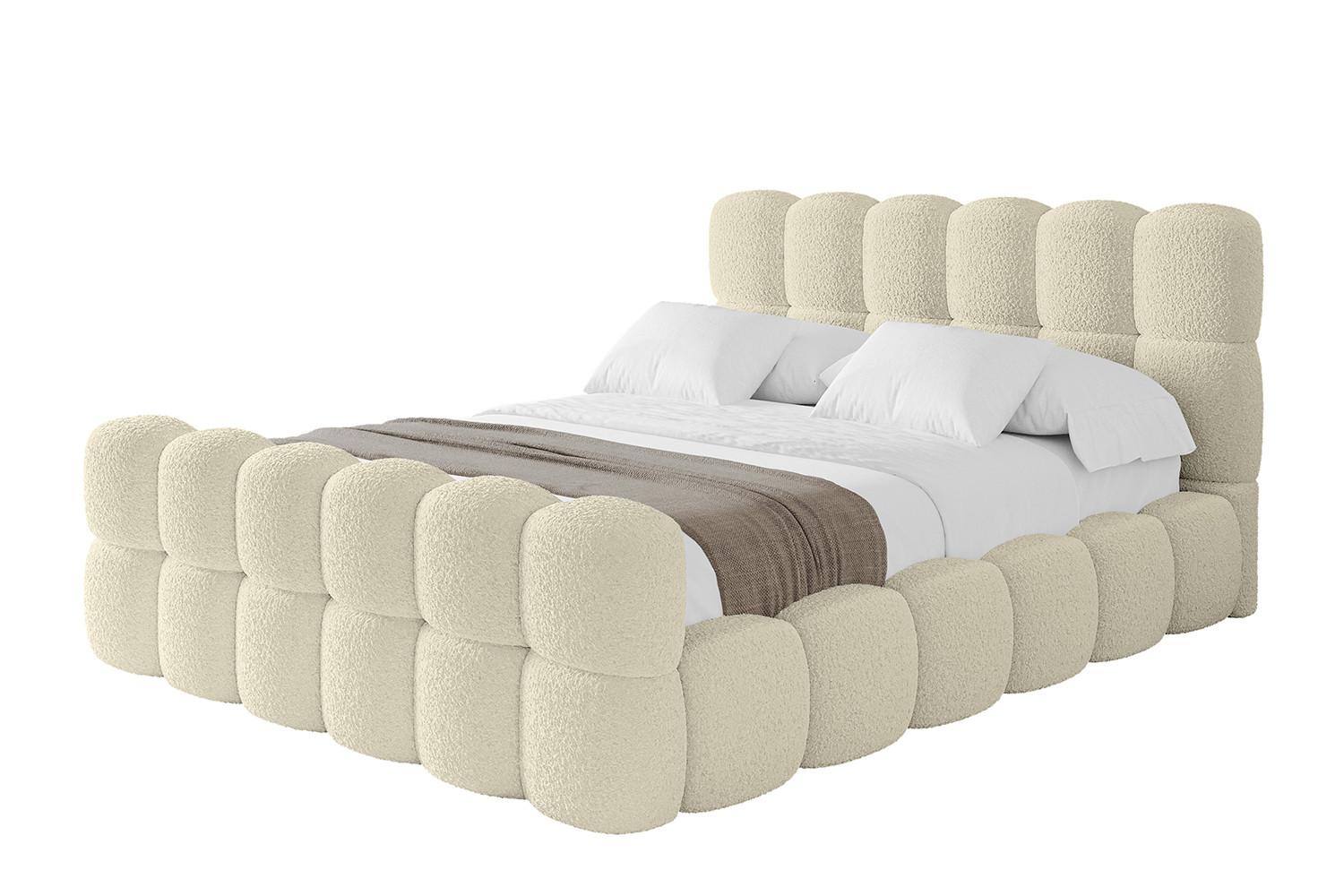 POLSTERBETT mit Bettkasten, Fußteil und Lattenrost, Bett mit Matratze H3/H4 - LEYA-Z 200x200 Beige - Taupe, Holzwerkstoff/Textil (200/200cm) - ALTDECOR
