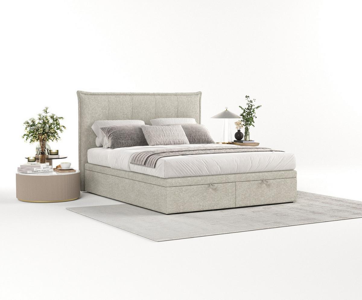 POLSTERBETT Liano mit Stauraum 120/200 cm Beige im Alta Stoff - Beige/Schwarz, Holz/Holzwerkstoff (120/200cm) - AltaBeds