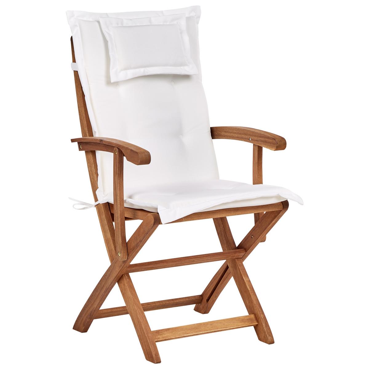 GARTENSTUHL 2er-Set Akazienholz Cremeweiß Maui - Silberfarben/Schwarz, Holz (46/92/48cm) - Beliani