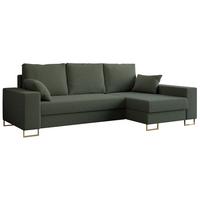 ECKSOFA Dorian Boucle Grün - Goldfarben/Grün, Textil/Metall (242/138cm) - MKS