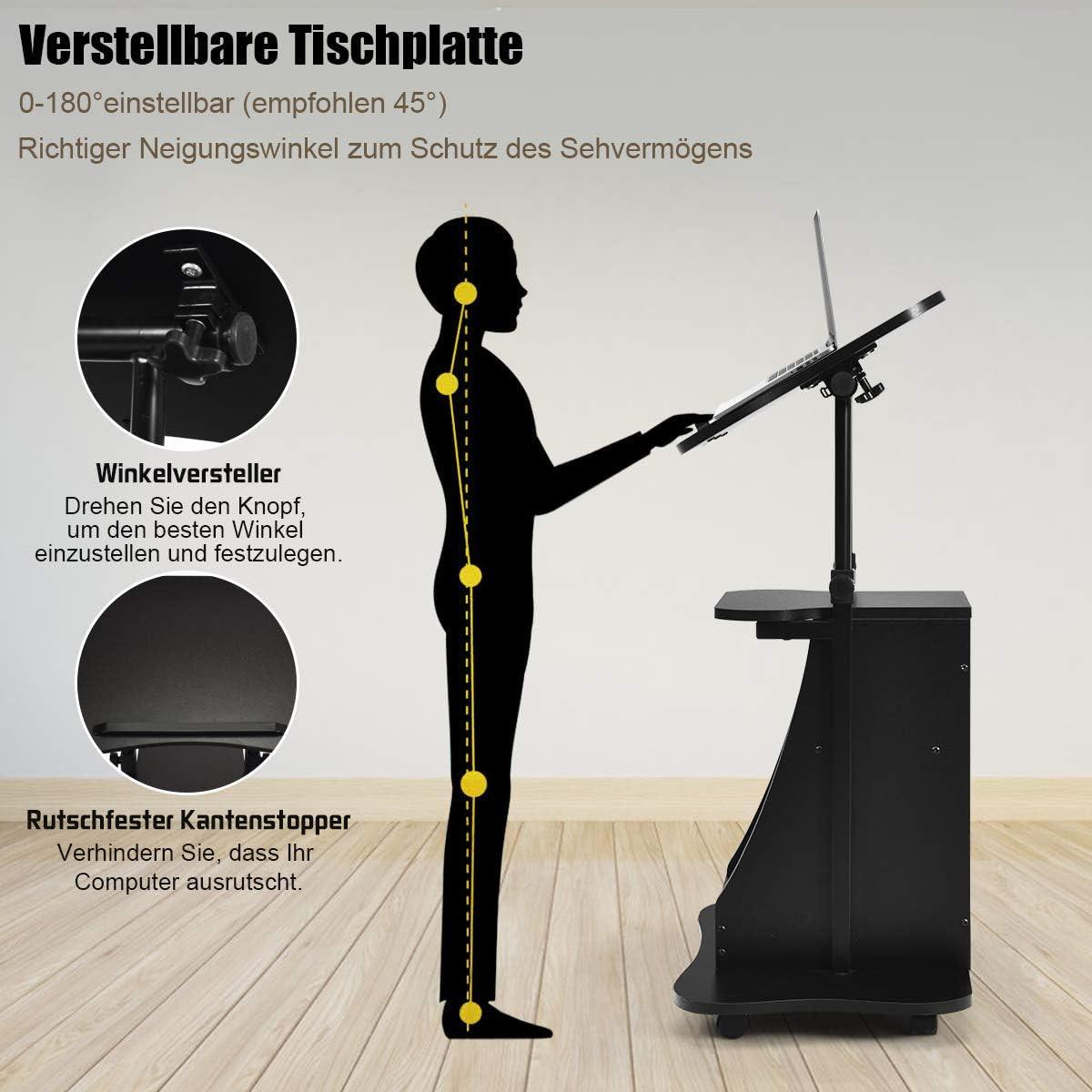 COMPUTERTISCH Schwarz - Schwarz, Holzwerkstoff (40/55/110cm) - COSTWAY
