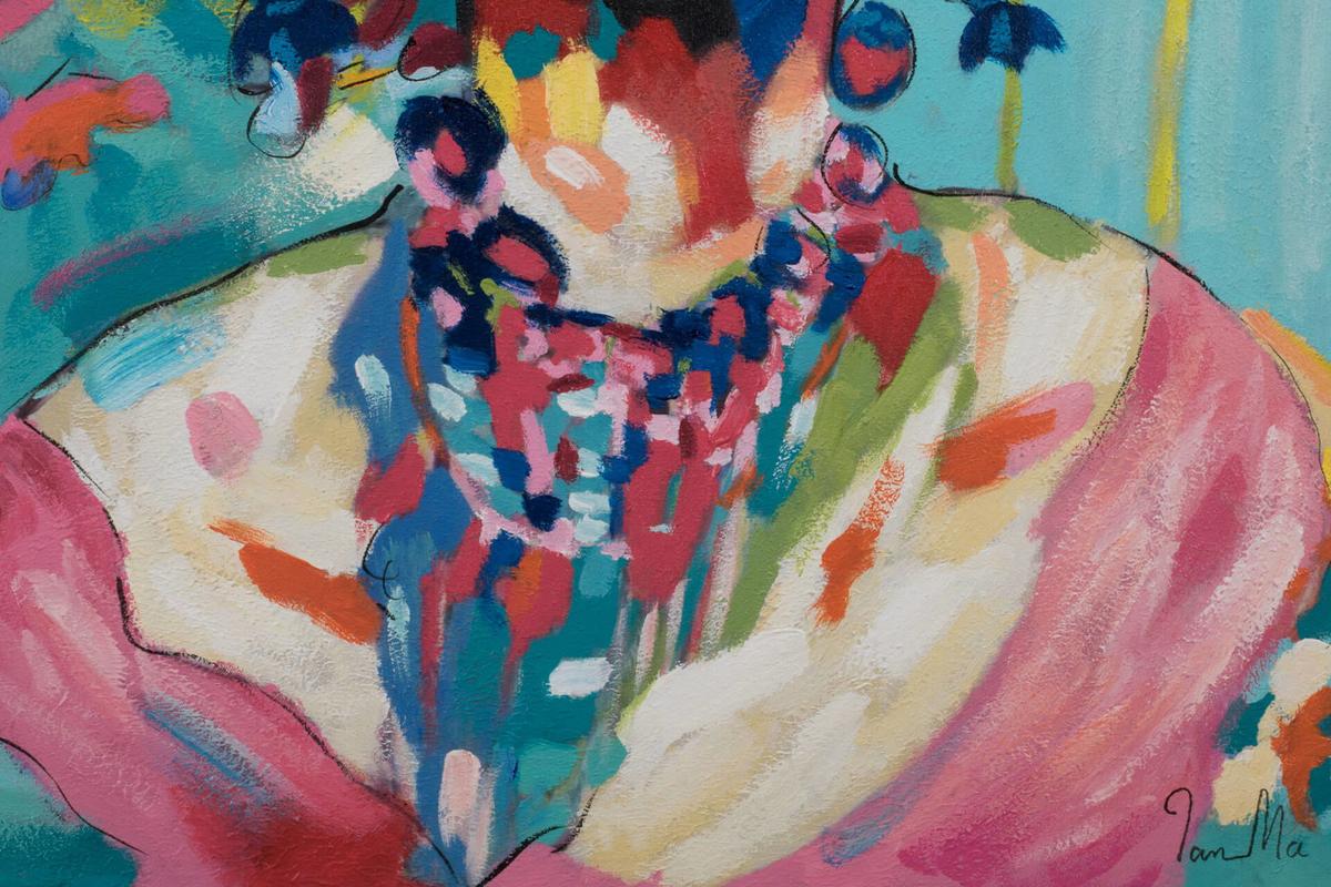 ACRYLBILD HANDGEMALT 60/90 cm - Blau/Pink, Holz/Textil (60/90cm) - KUNSTLOFT