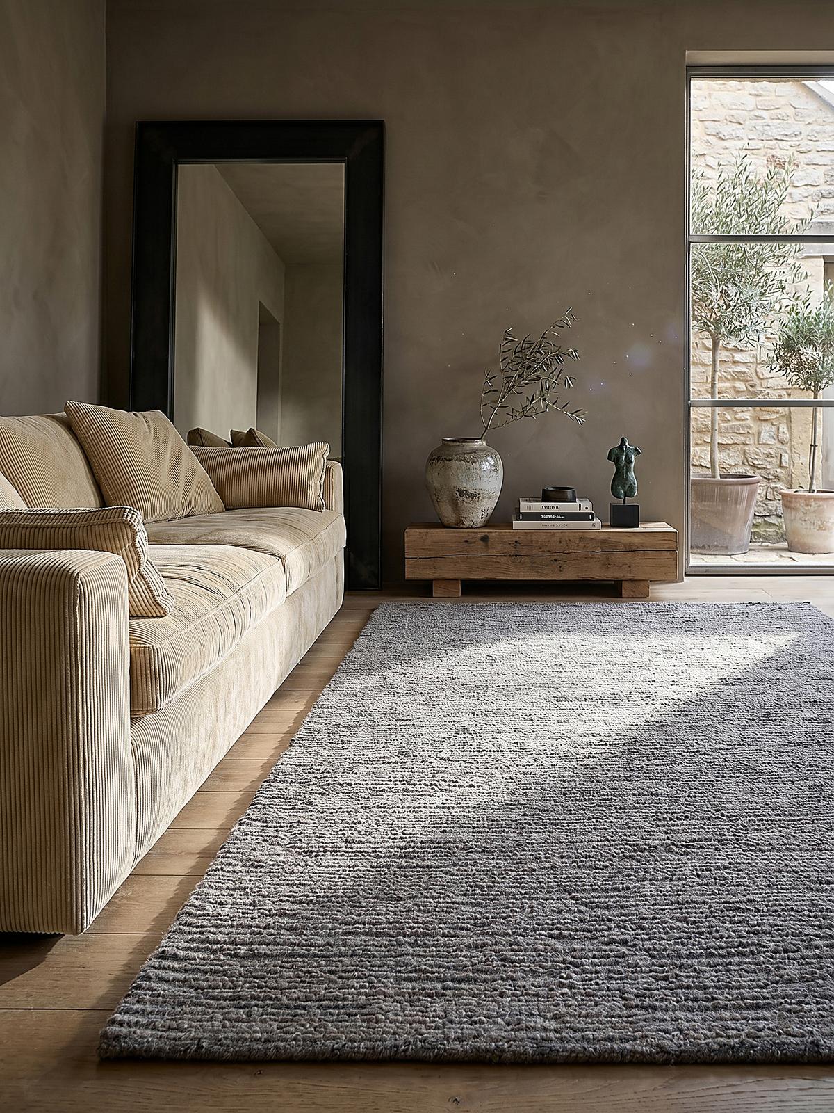 WOLLTEPPICH ALNE, einfarbig, Grau, 80 x 230 cm - Grau, Textil (230/80cm) - KADIMA DESIGN