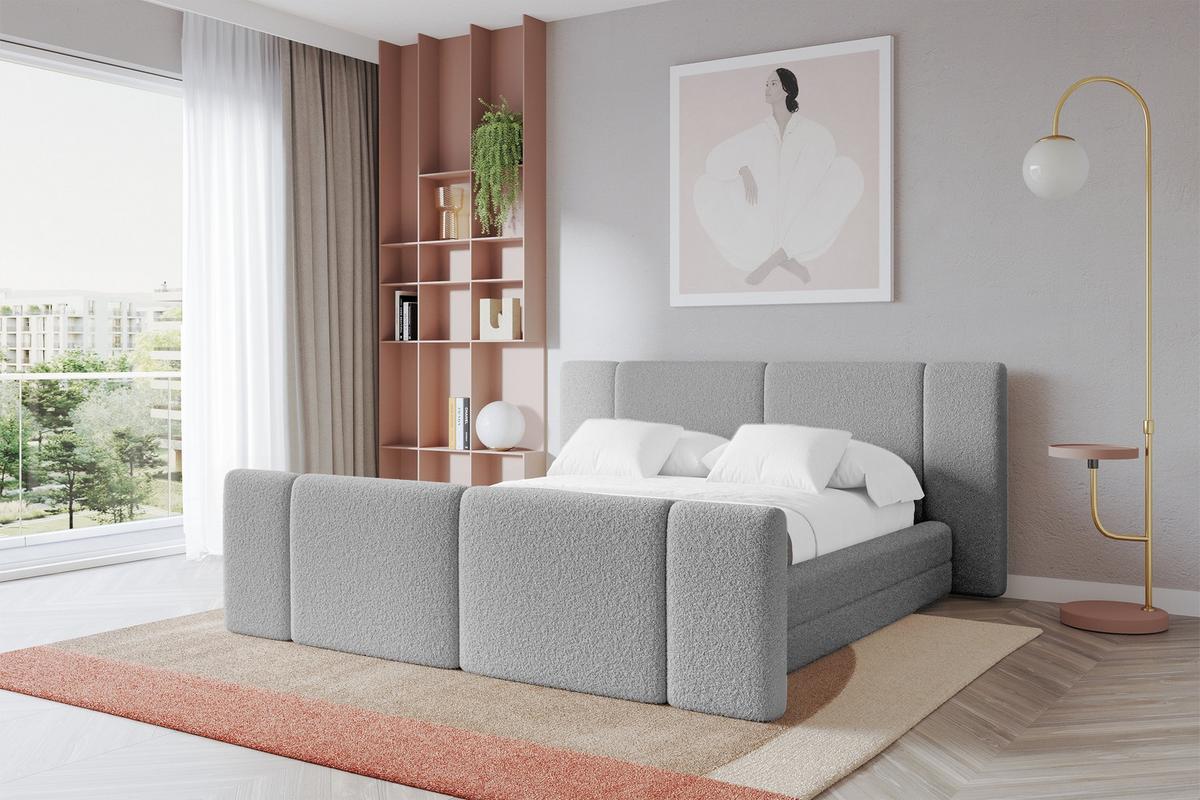 POLSTERBETT mit Bettkasten, Fußteil und Lattenrost, Bett mit Matratze H3/H4 - TEVO-Z 140x200 Hellgrau - Taupe, Holzwerkstoff/Textil (140/200cm) - ALTDECOR