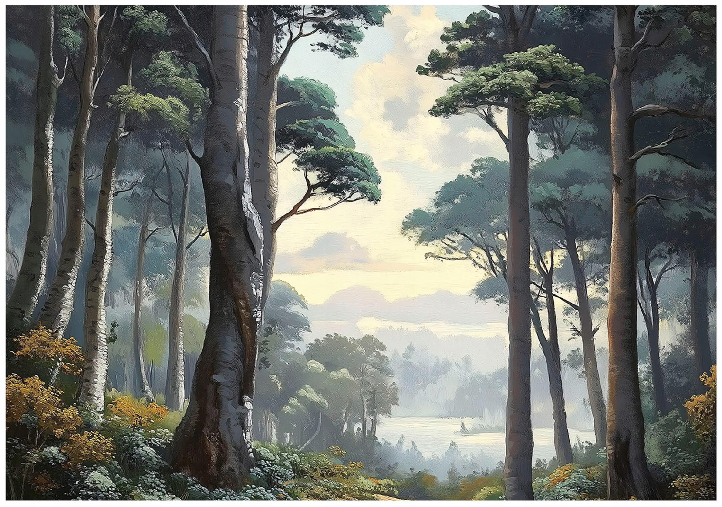 FOTOTAPETE 3D Effekt Wald Natur 250x175 - Multicolor, Papier (250/175cm) - Wallarena