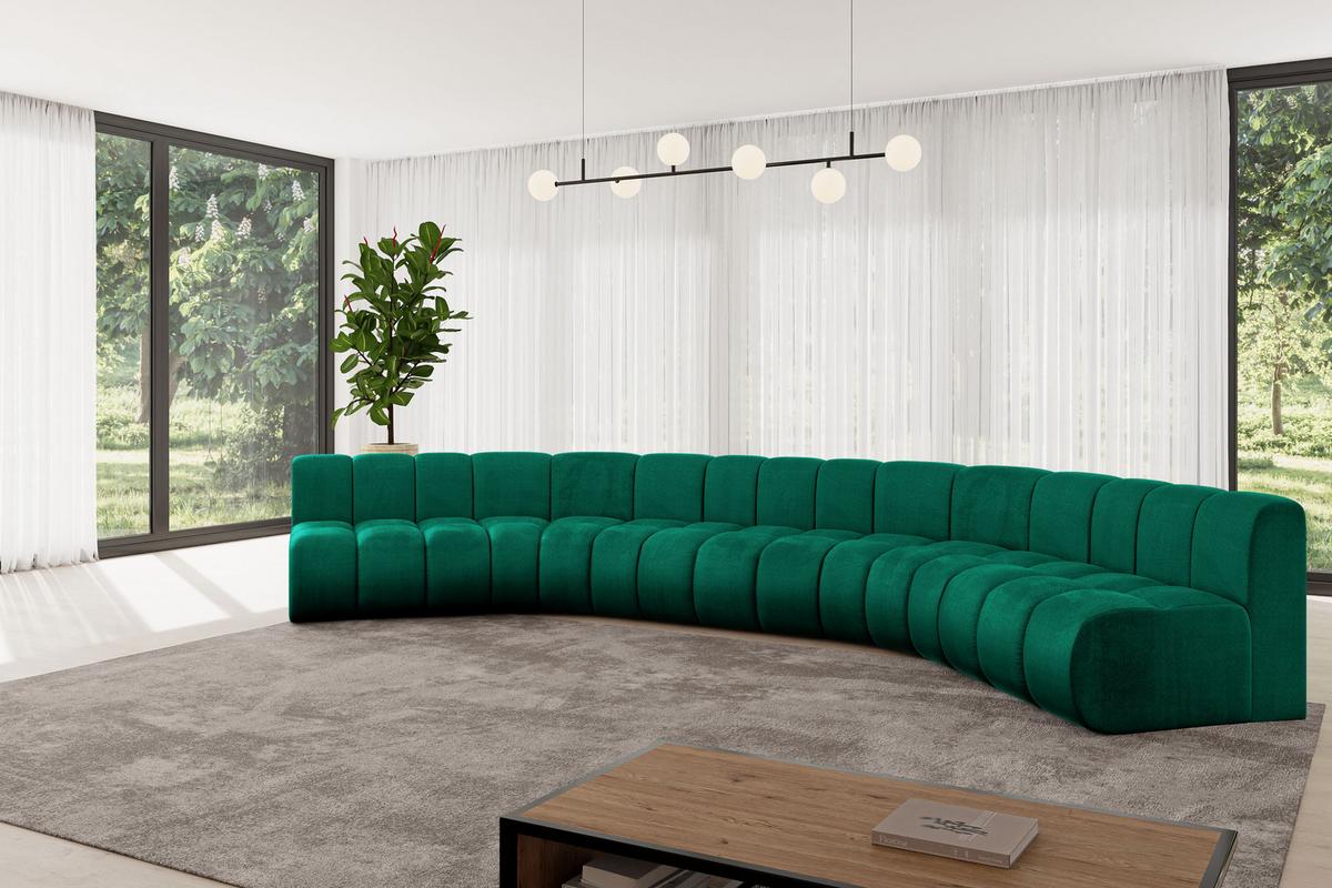 WOHNLANDSCHAFT modulares Sofa Montra-U1 - 490x174x70 cm Grün - Dunkelgrün, Holzwerkstoff/Textil (490/70/174cm) - ALTDECOR