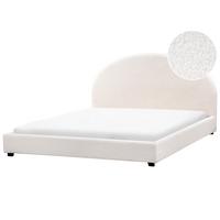 BETT mit Lattenrost 180/200 cm Cremeweiß Vaucluse - Weiß, Textil (180/200cm) - Beliani