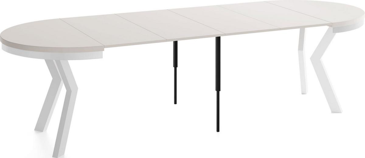 ESSTISCH Savio Weiß Neo rund ausziehbar verlängerbar XXL, Kaschmir 100-300/100/77 cm - Kaschmir/Beige, Holz/Holzwerkstoff (100/300/77cm) - WFL GROUP