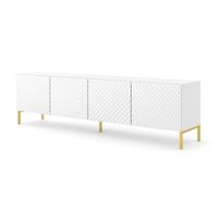 TV LOWBOARD Weiß Hochglanz, Gold 200/56/42 - Weiß Hochglanz, Holzwerkstoff (200/56/42cm) - RAUMHIRSCH FURNITURE