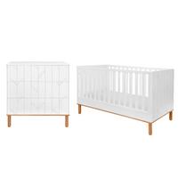 BABYZIMMER 2-teilig Weiß und Holz - Weiß, Holzwerkstoff (144/90/74cm) - Petits-meubles