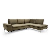 ECKSOFA VOLO Grün Plüsch-Stoff mit Schlaffunktion - Grün, Holz (271/206cm) - MASSENO
