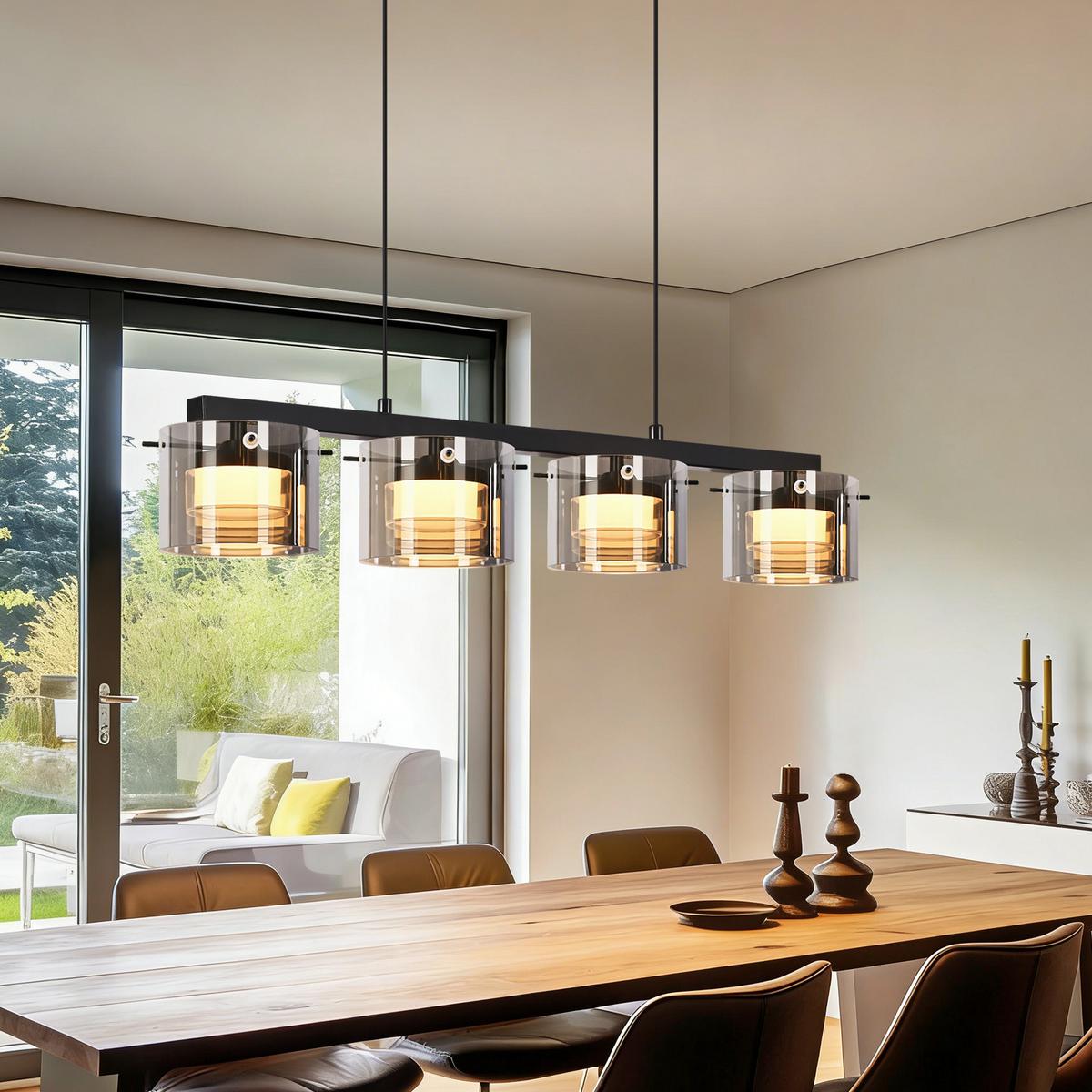 PENDELLEUCHTE Averon 72/12/157 cm - Schwarz, Glas/Metall (72/12/157cm) - ZMH