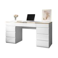 SCHREIBTISCH AURORA DOUBLE GOLD mit Schubladen - Weiß, Holzwerkstoff (55/156.8/79.2cm) - Lookway