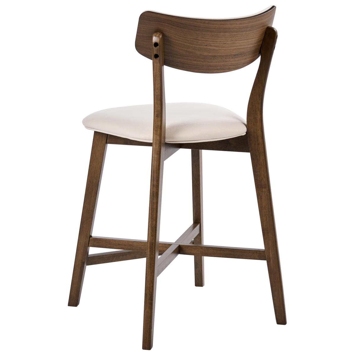 BARSTUHL 2er-Set Holz Cremeweiß/Braun Yuma - Weiß, Holz (50/93/54cm) - Beliani