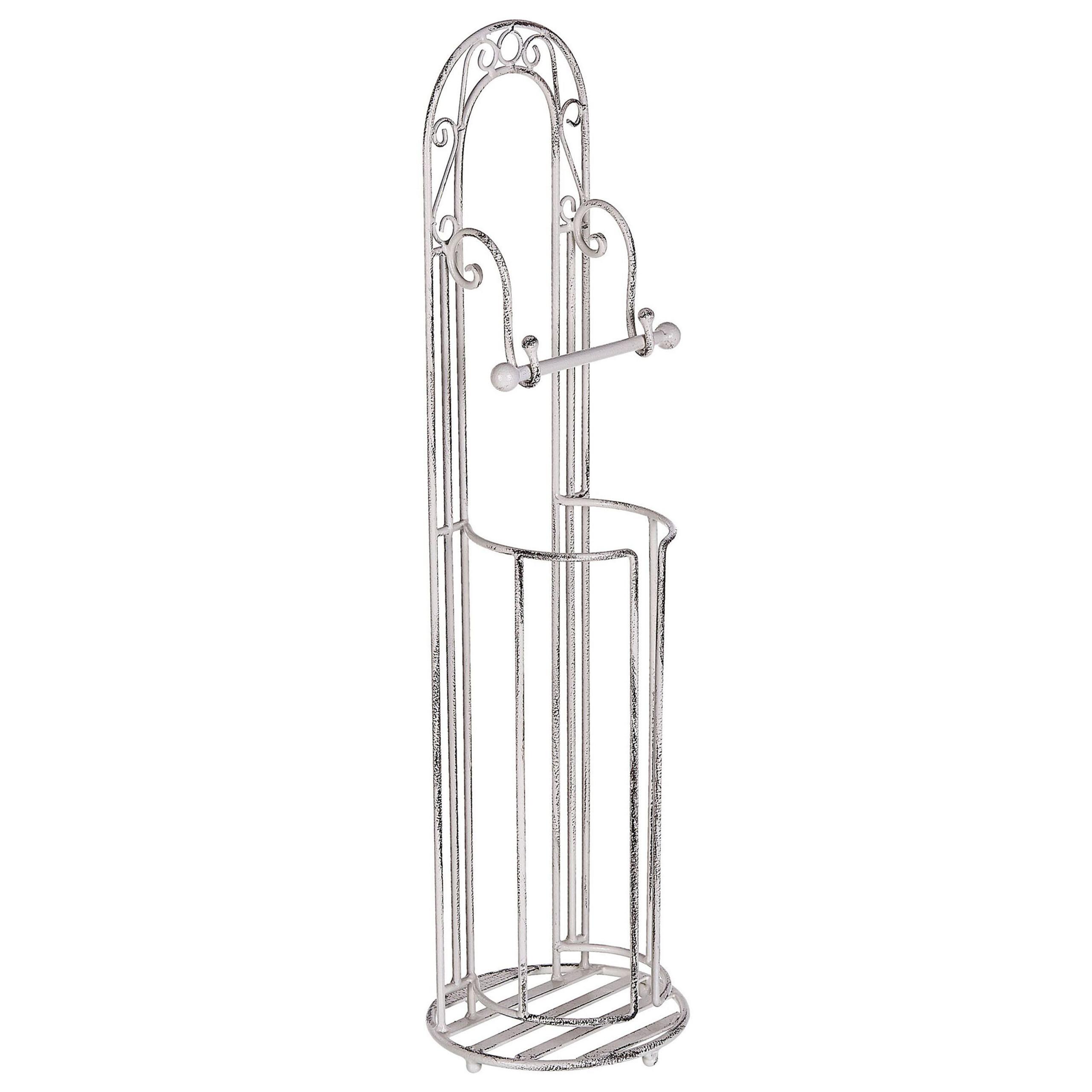 TOILETTENPAPIERSTÄNDER Metall Antik Optikweiß Temuco - Weiß, Metall (20/75/20cm) - Beliani