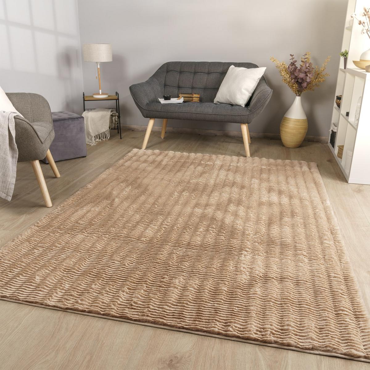 HOCHFLORTEPPICH Rauten Beige 120 x 160 cm - Beige, Kunststoff (120/160cm) - TT Home