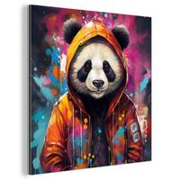 METALLBILD Panda - Jacke - Graffiti - Orange 50x50 cm - Orange, Metall (50/50cm) - MuchoWow