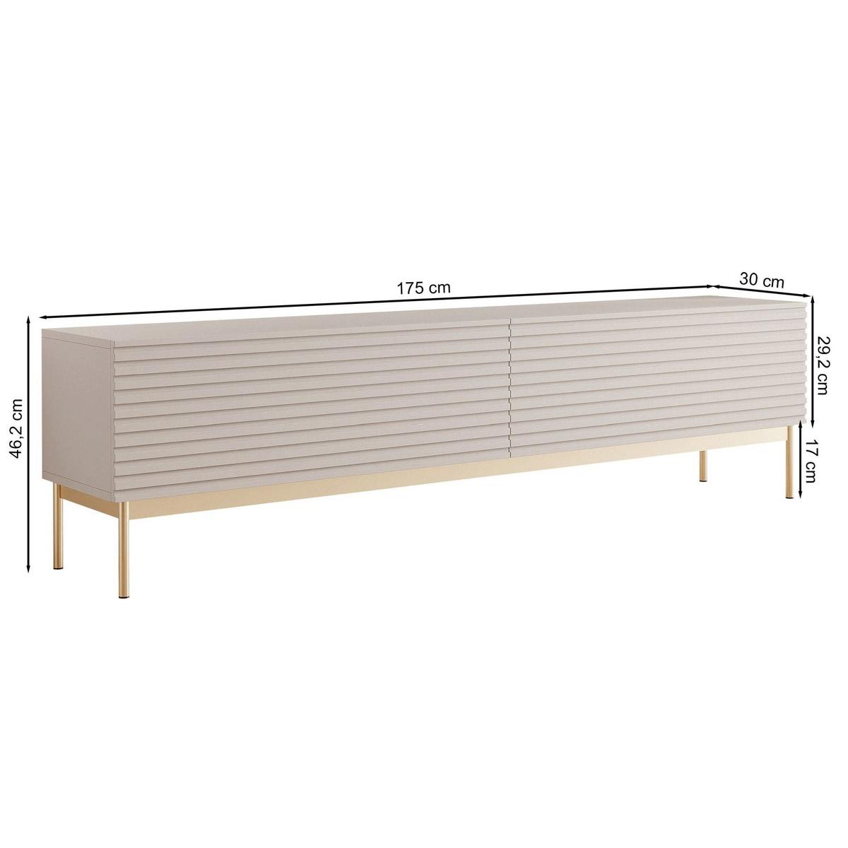 TV-LOWBOARD Linearis Kaschmirgrau 175 cm - Taupe/Goldfarben, Holzwerkstoff/Metall (175/46.2/30cm) - Selsey