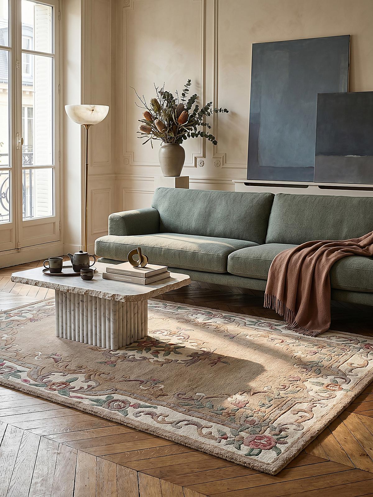 WOLLTEPPICH BEAULY, klassisch, Braun-Beige, 120 x 180 cm - Braun, Textil (120/180cm) - KADIMA DESIGN