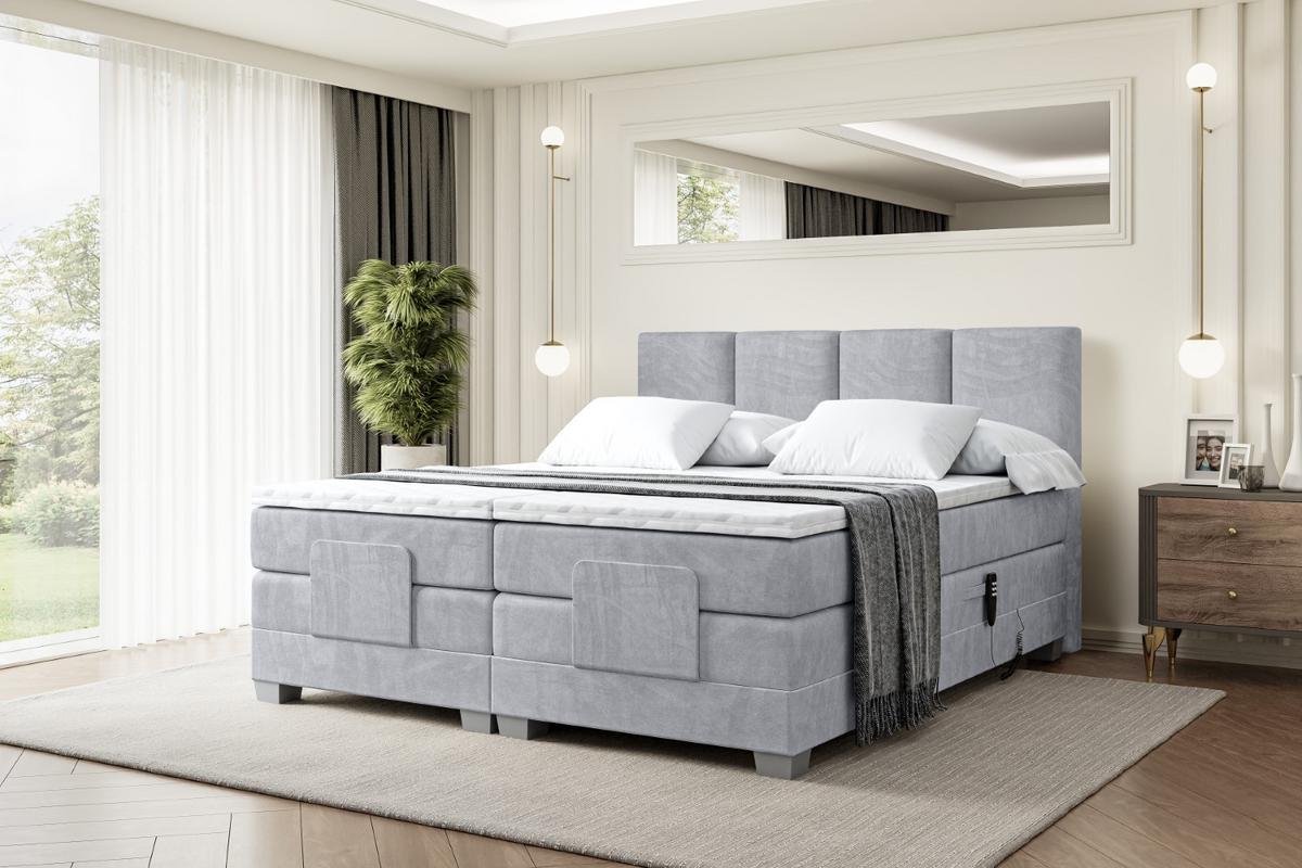BOXSPRINGBETT elektrisch verstellbar mit 2 Matratzen H4/Taschenfederung ROKS EL 200 x 200 Grau - Grau, Holzwerkstoff (207/200cm) - ALTDECOR