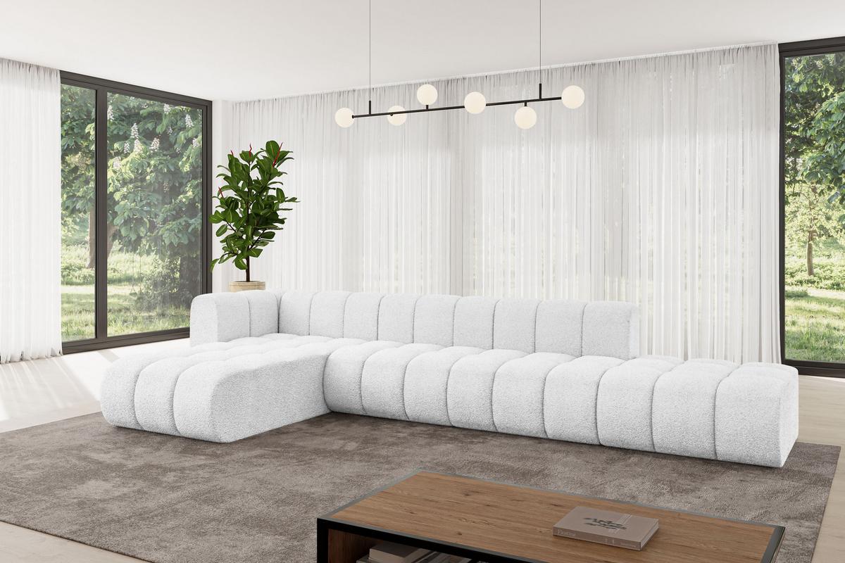 ECKSOFA modulares Sofa Zuvon-L2 - 387x177x70 cm Weiß - Weiß, Holzwerkstoff/Textil (387/177cm) - ALTDECOR