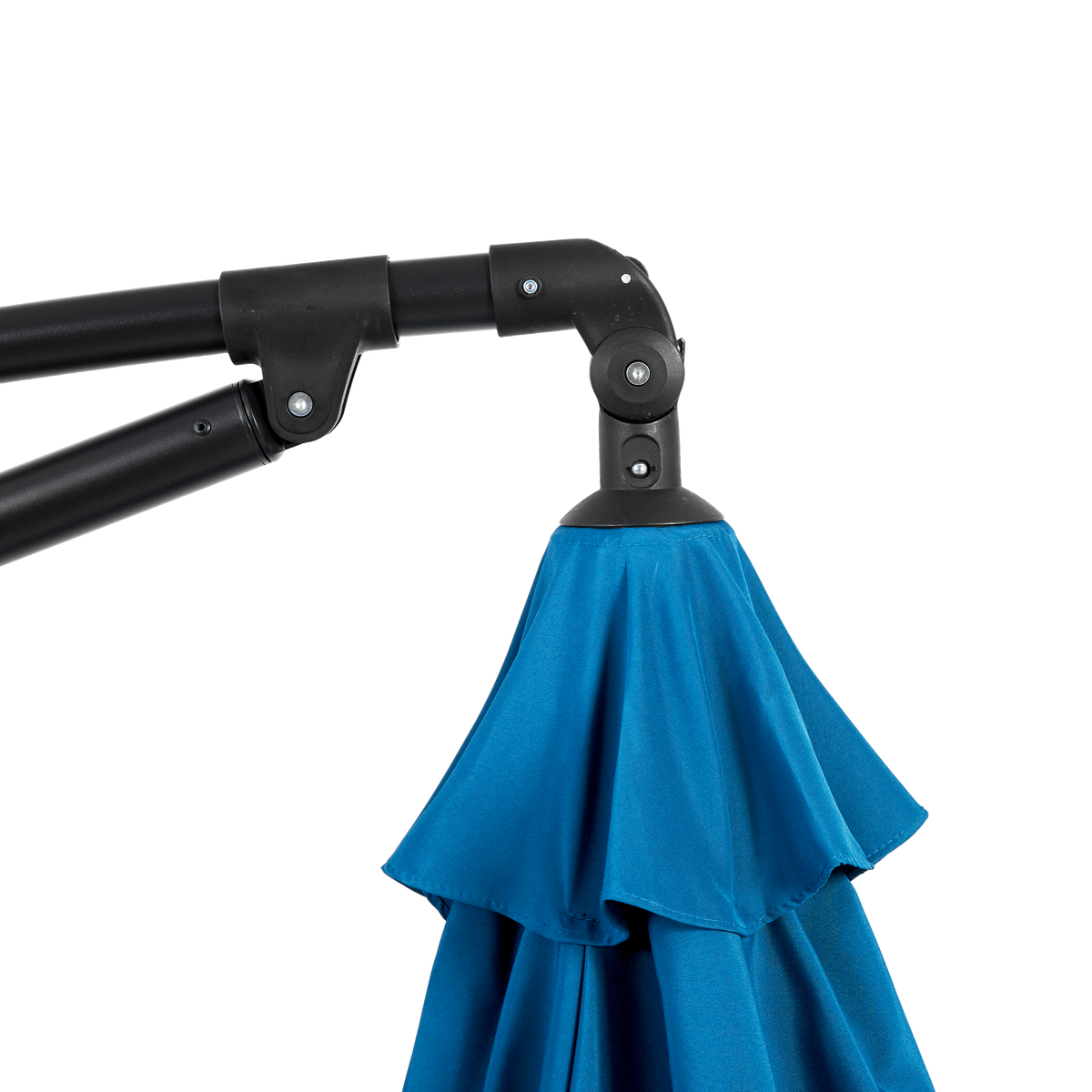 AMPELSCHIRM 294 cm Blau Stahl Hängender Gartenschirm mit Kurbel & Neigungsfunktion für Terrasse - Dunkelblau, Metall (294/294cm) - Urban Meuble