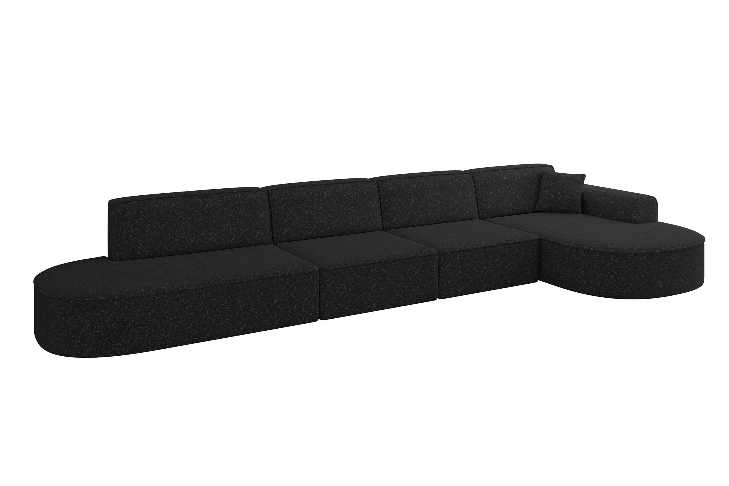ECKSOFA Ottomane Rechts MARI-L3 - 413x171x79 cm Schwarz Tissu - Schwarz, Holzwerkstoff/Kunststoff (171/413cm) - ALTDECOR