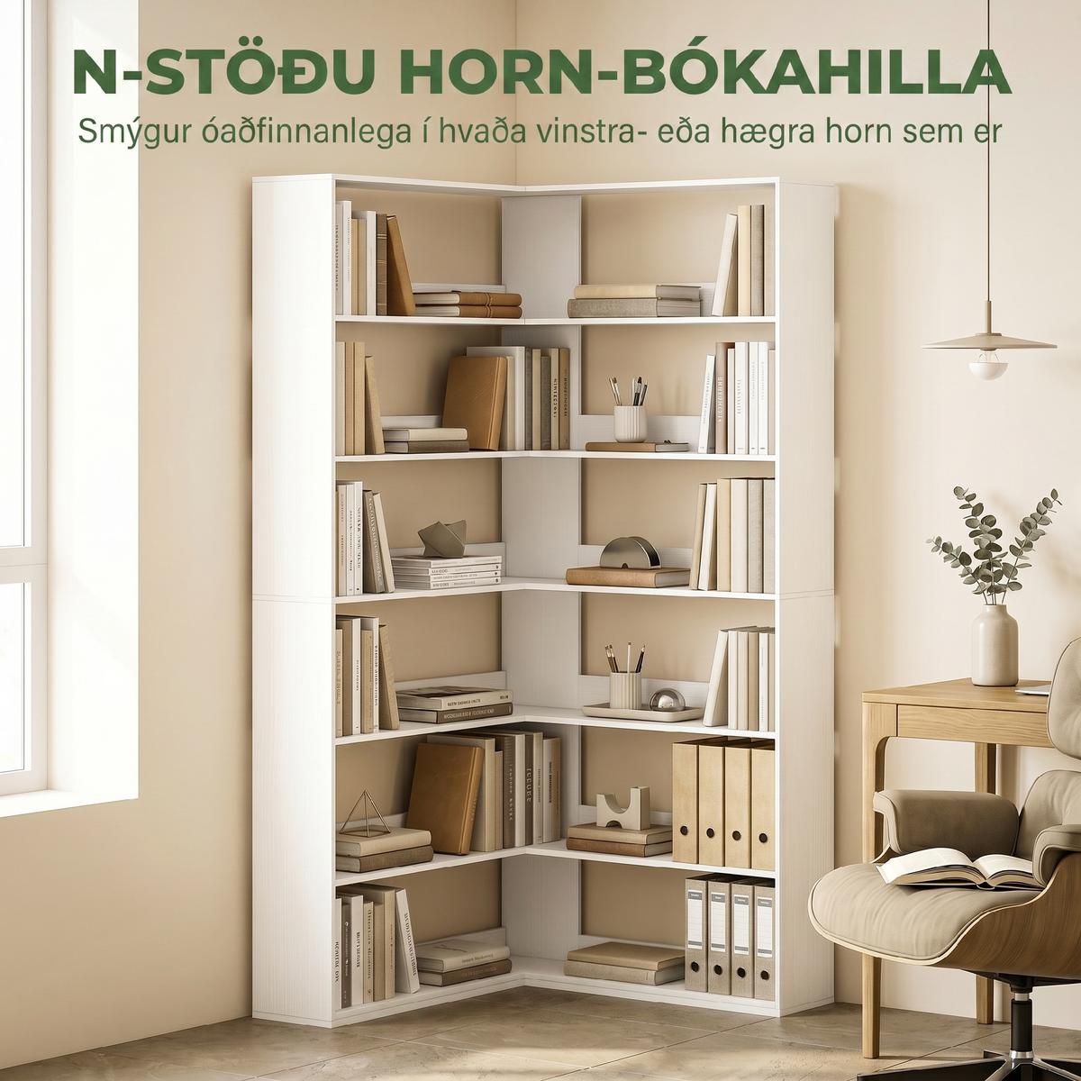 BÜCHERREGAL Spanplatte Weiß - Weiß, Holzwerkstoff (90/180/90cm) - HOMCOM
