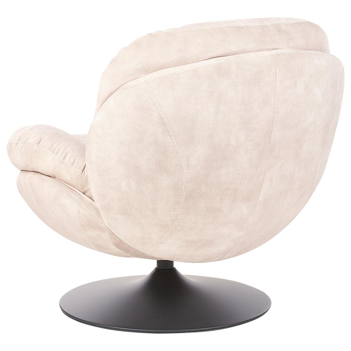 SESSEL Samtstoff Helles Beige Nolvik - Beige/Schwarz, Textil (82/82/85cm) - Beliani