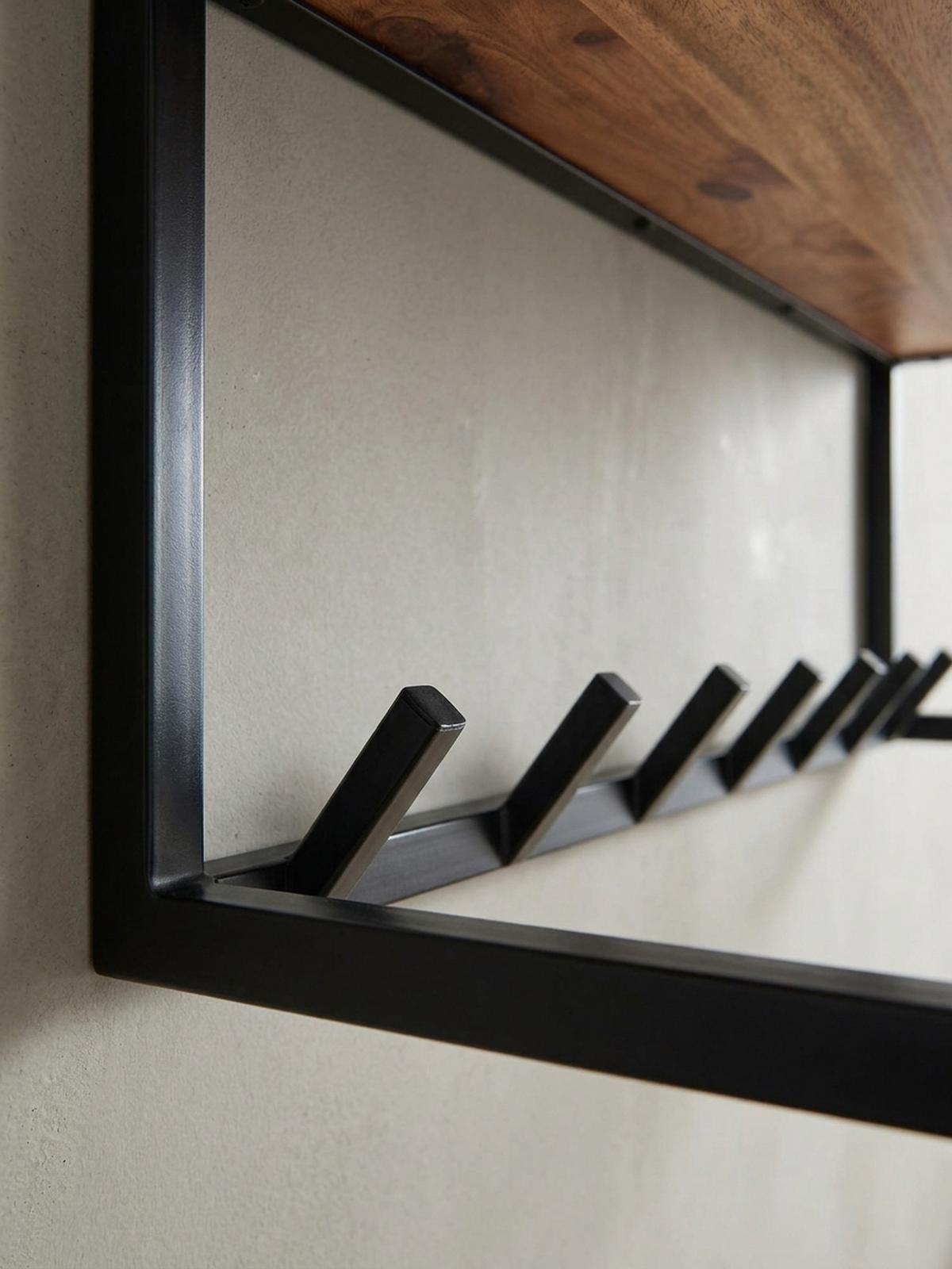 WANDGARDEROBE Akazie Massivholz Metall Modern mit Baumkante - Beige, Holz/Metall (80/22/33cm) - KADIMA DESIGN