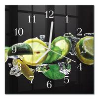WANDUHR aus Glas 30x30 cm - Zitrone und Limette - Grün, Glas (30/30/0.4cm) - TULUP