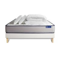 BETT Actimemo form Memory-Schaum 160 x 200 cm h3 - Kit Bettgestell Weiß - Mit Kissen und Bettdecke - Beige/Weiß, Karton/Holz (160/200cm) - ACTISOM