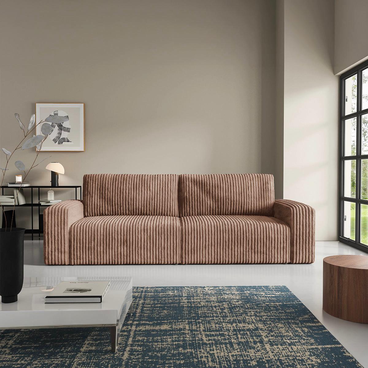 SOFA Angela 3 Sitzplätze Hellbraun - Braun, Holz (252/86/105cm) - Petits-meubles