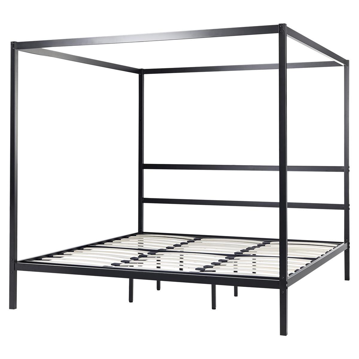 HIMMELBETT 180/200cm Schwarz Lestards - Schwarz, Metall (180/200cm) - Beliani