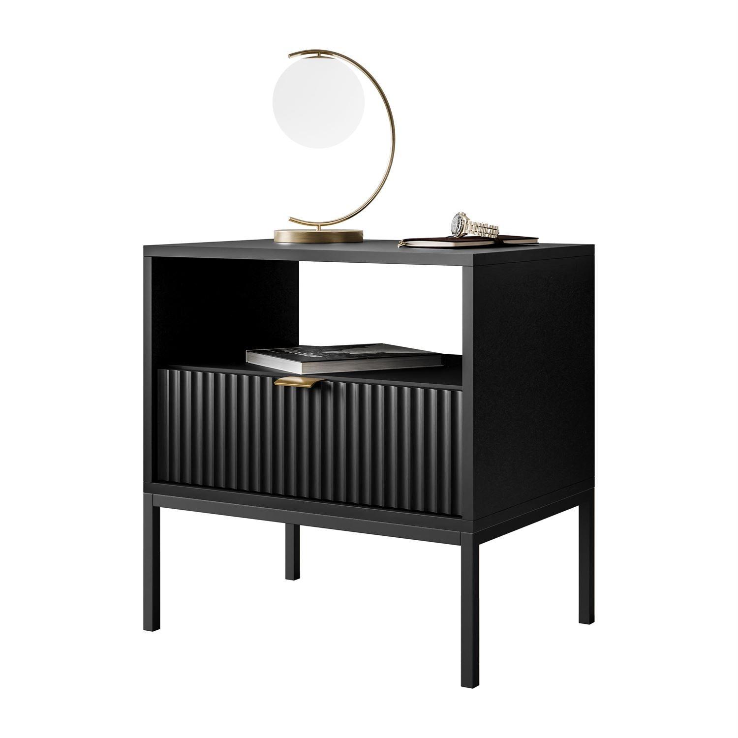 NACHTTISCH CORTADO S54 SCHWARZ - Schwarz, Holzwerkstoff (54/56/39cm) - Lookway