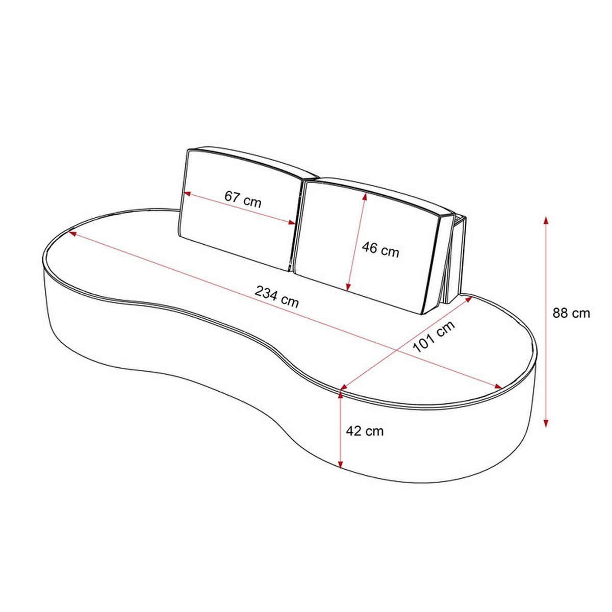 2-SITZER-SOFA SOFIA Veloursstoff in Grau - Grau, Holzwerkstoff/Kunststoff (234/88/101cm) - Idohome
