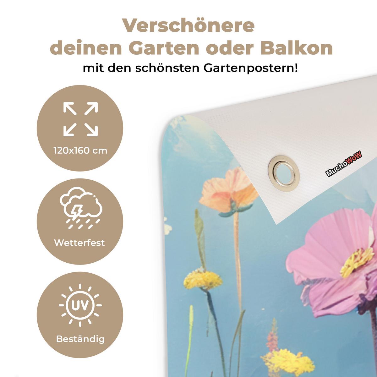 GARTENPOSTER Blumen - Natur - Botanik - Kunst Gartendekoration 120x160 cm - Hellblau, Kunststoff (120/160/0.2cm) - OnlyWow