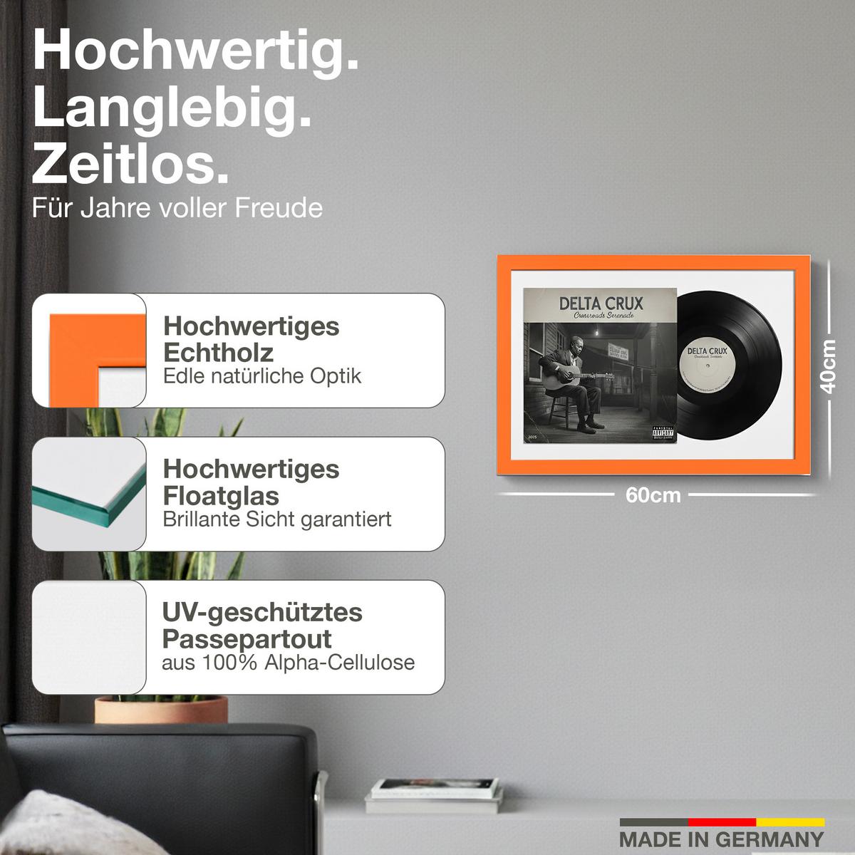 SCHALLPLATTEN BILDERRAHMEN 40/60 2er Set - Orange, Holz (60/40cm) - K-Möbel