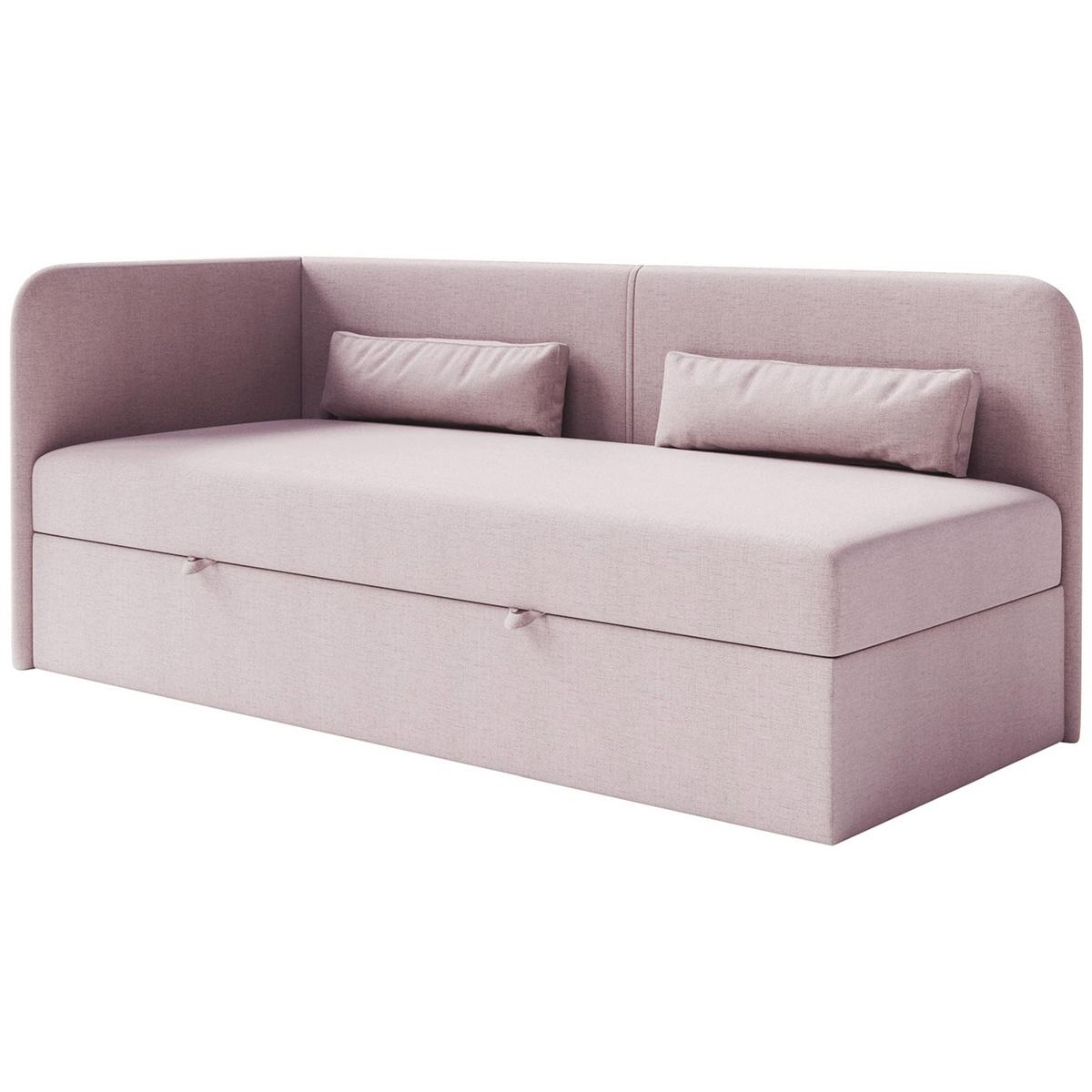 JUGENDBETT Calmmo Rosa mit Chenille-Bezug, Kopfteil links - Pink, Textil (90/200cm) - Selsey