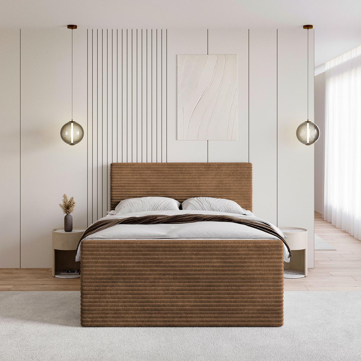 BOXBETT NOLEN 140x200 cm mit Matratze und Topper - Kupferfarben - Kupferfarben, Holz (140/200cm) - MASSENO