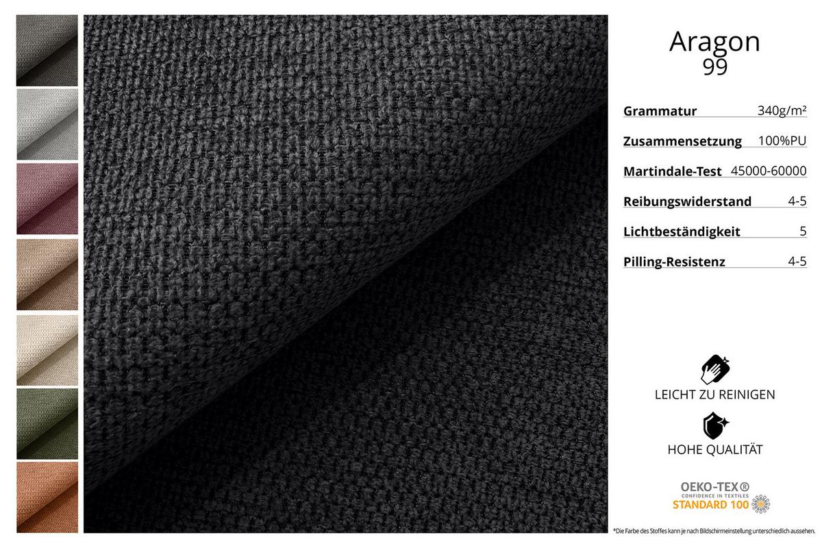 WOHNLANDSCHAFT mit Schlaffunktion und Bettkasten LIRA-U - 335x172x89 Schwarz - Schwarz, Holzwerkstoff/Textil (335/89/172cm) - ALTDECOR