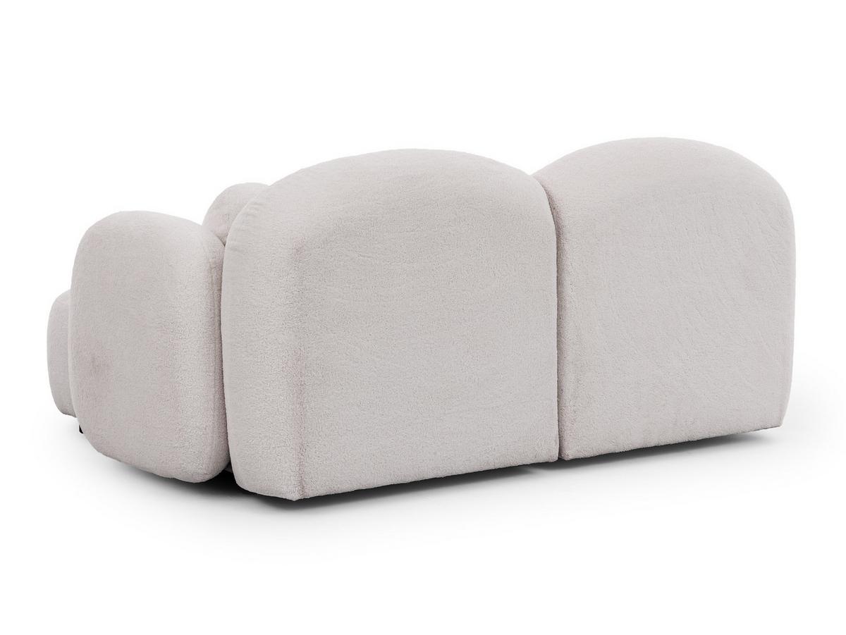ECKSOFA Nuvola mit abgerundetem Design Weiß Bouclé-Stoff - Ottomane Rechts - Schwarz/Weiß, Holz/Kunststoff (190/146cm) - S-Style Möbel