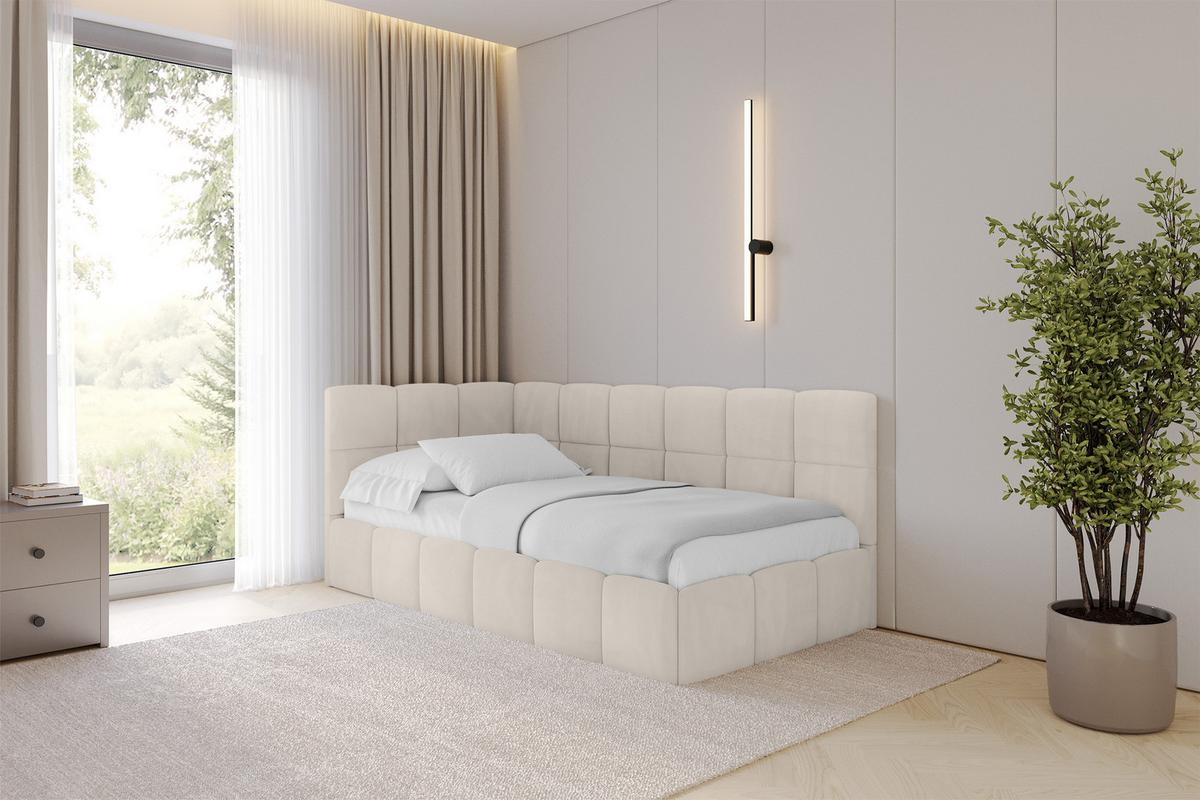 EINZELBETT Jugendbett mit Bettkasten Rechts, mit Matratze - LIVY 100x200 Beige - Beige, Holzwerkstoff/Textil (100/200cm) - ALTDECOR