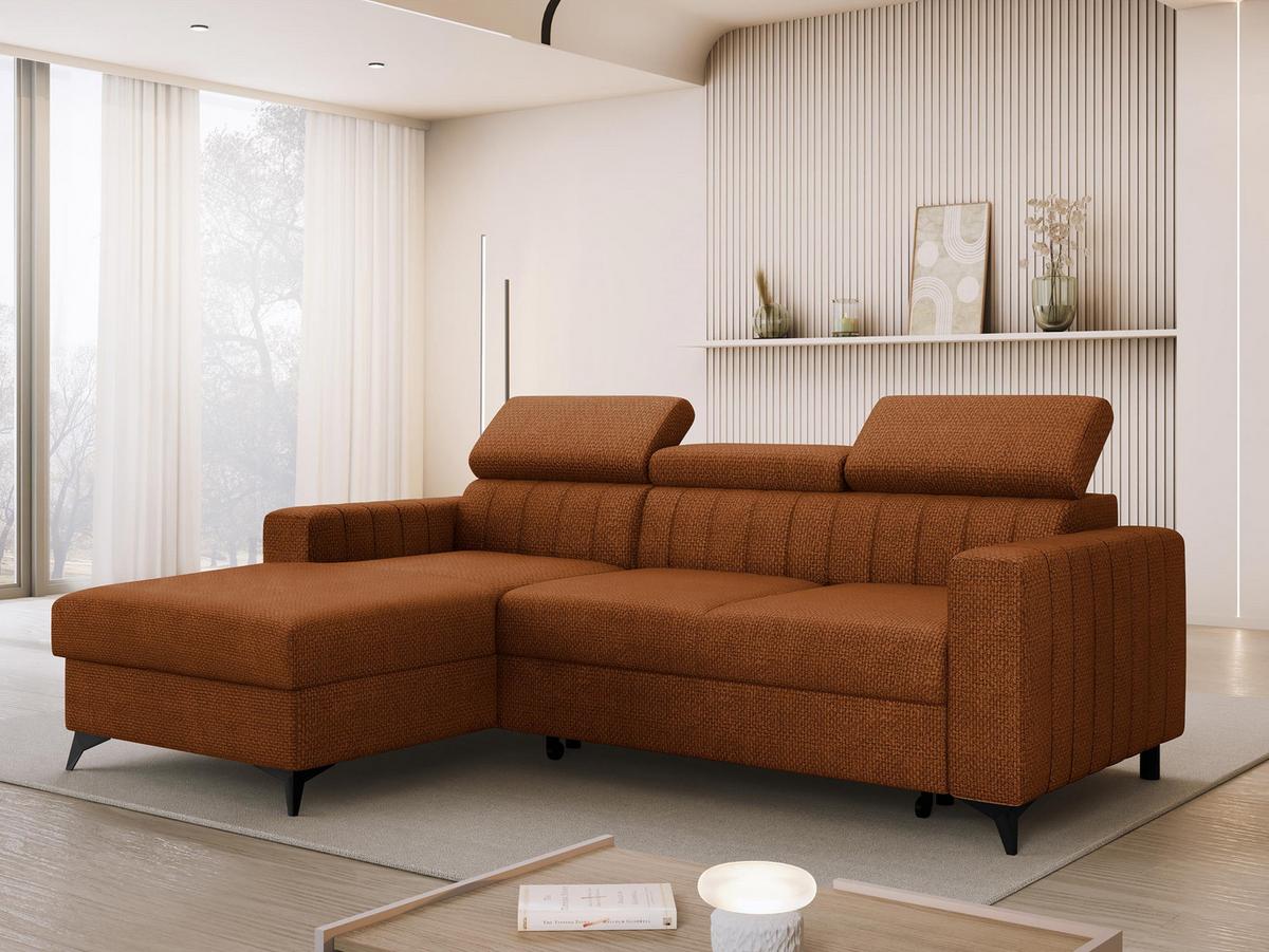 ECKSOFA Milano, Seite: Links LC+2R - Schwarz/Bronzefarben, Holz/Textil (236/172cm) - MIRJAN24