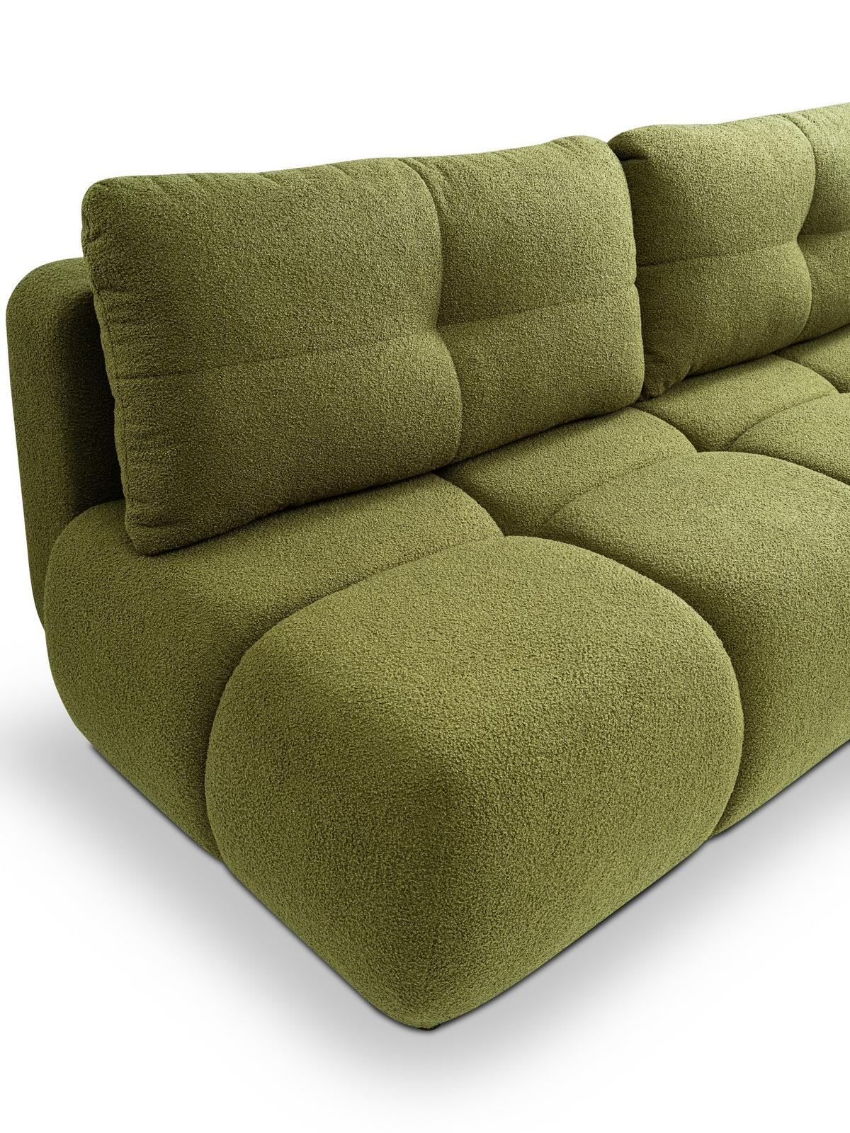 BETTSOFA CORSO Grün Bucle-Stoff mit Schlaffunktion - Grün, Holz (214/89/104cm) - MASSENO