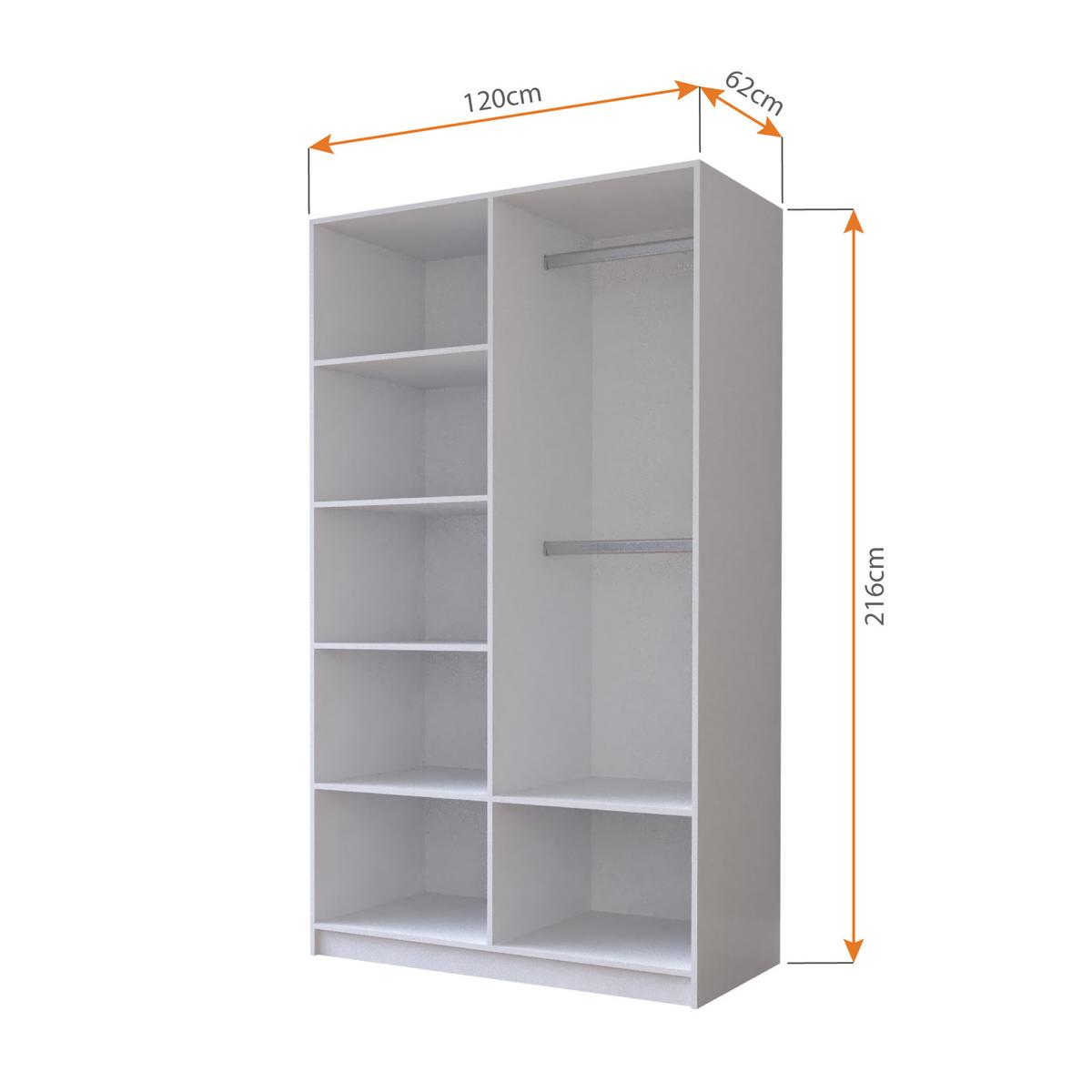 KLEIDERSCHRANK Milan 120 cm, 120/215/64, 2-türig, grau - Grau, Holzwerkstoff (120/215/64cm) - imoebel24