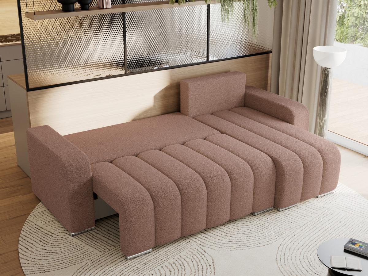 ECKSOFA KIRASSO L Rosa Boucle - Rosa/Grau, Textil (245/147cm) - MKS